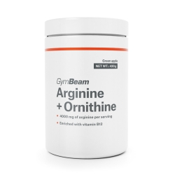 Arginine+Ornithine▐ Аргинин +Ornitin GymBeam►2 аминокиселини + B12 ►Комплексна Хранителна Добавка  при интензивни тренировки  , 420g