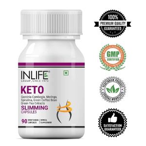 KETO SLIMMING Inlife▐ Кето Слиминг ► за отслабване и контрол на теглото, със Спирулина, Моринга и зелен чай,500 мг, 90 капсули, 